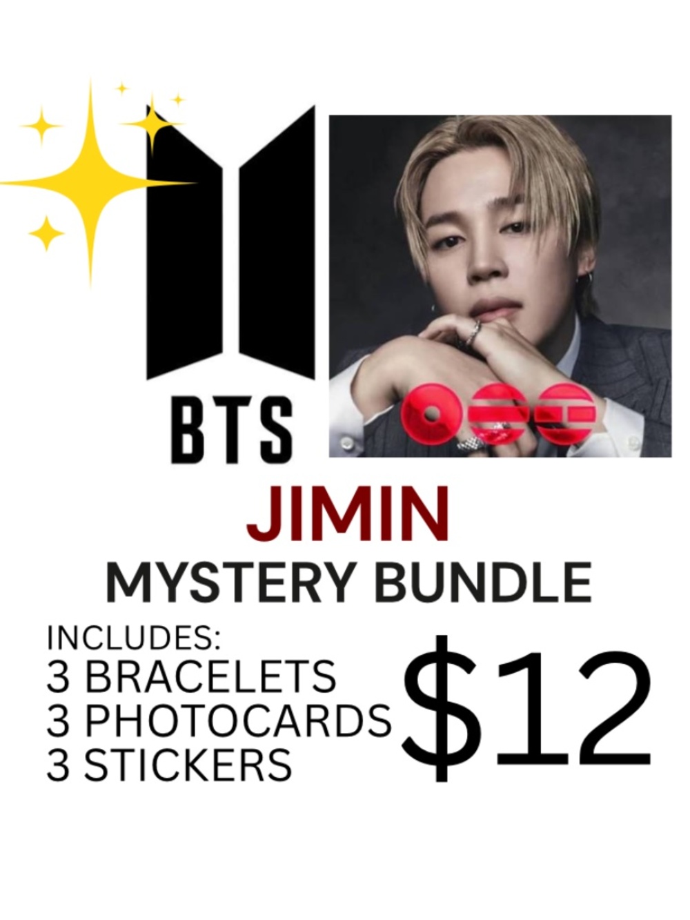 BTS JIMIN BRACELET PHOTOCARD STICKER BUNDLE